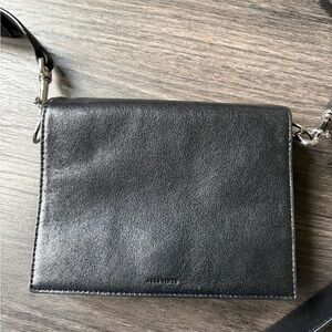 All Saints Charcoal Leather Crossbody Bag